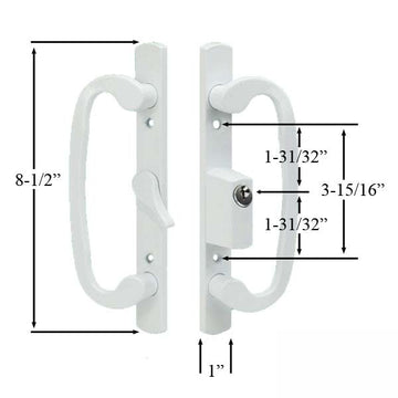 Legacy Glass Sliding Door Handle, Keyed with Centered Thumbturn